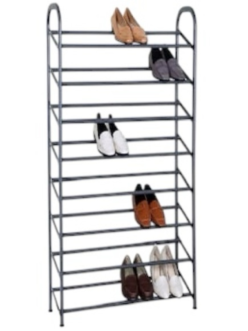 Style Selections 46.2-in H 10 Tier Black Gray Metal Shoe rack Home Storage - Picture 2 of 6